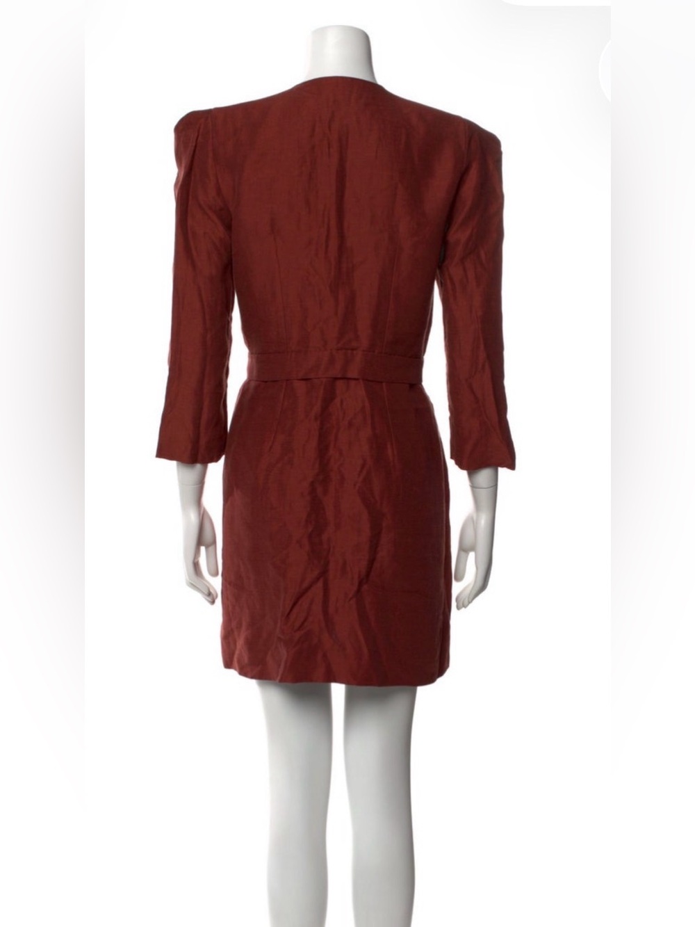 Sandro Rust Wrap Dress with Tie Waist - Picture 2 of 5